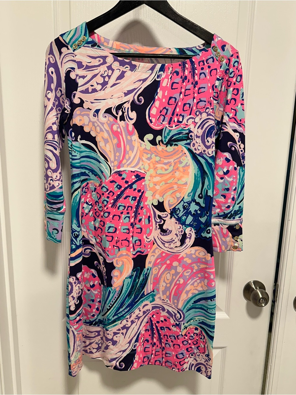 Lilly Pulitzer Multicolor Abstract Paisley Dress in Pink, Navy & Purple